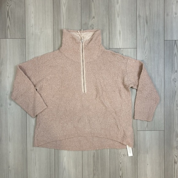 NWT Wrap London Size US 16/18 Alpaca 1/4 Zip Pullover Sweater Blush Pink - Picture 1 of 13